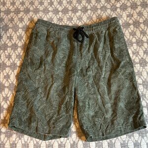 Goodthreads Olive Leaf Pattern Men's Swim Shorts